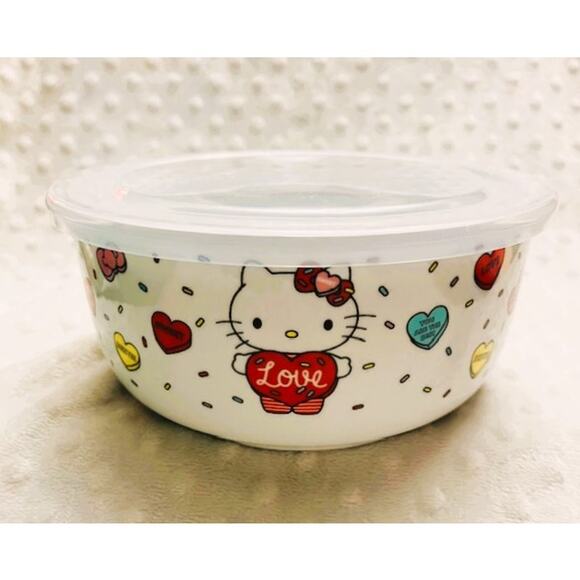 Hello Kitty Love Hearts & Bows Microwave Bowls w/Vented Lids (Small, Large)-NEW - Picture 3 of 10